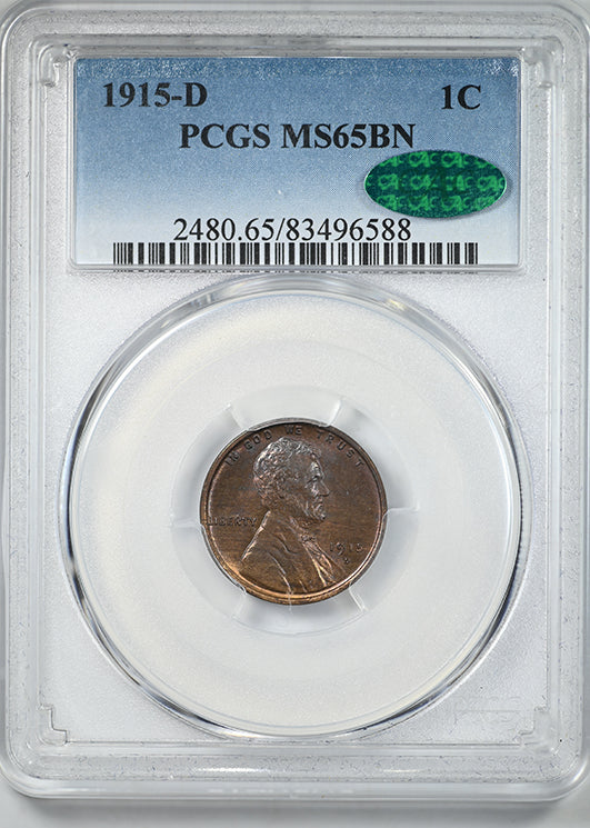 1915-D Lincoln Wheat Cent 1C PCGS MS65BN CAC
