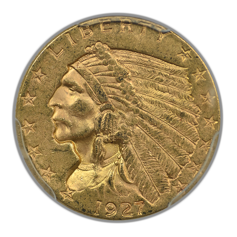 1927 Indian Head Gold Quarter Eagle $2.50 PCGS MS62