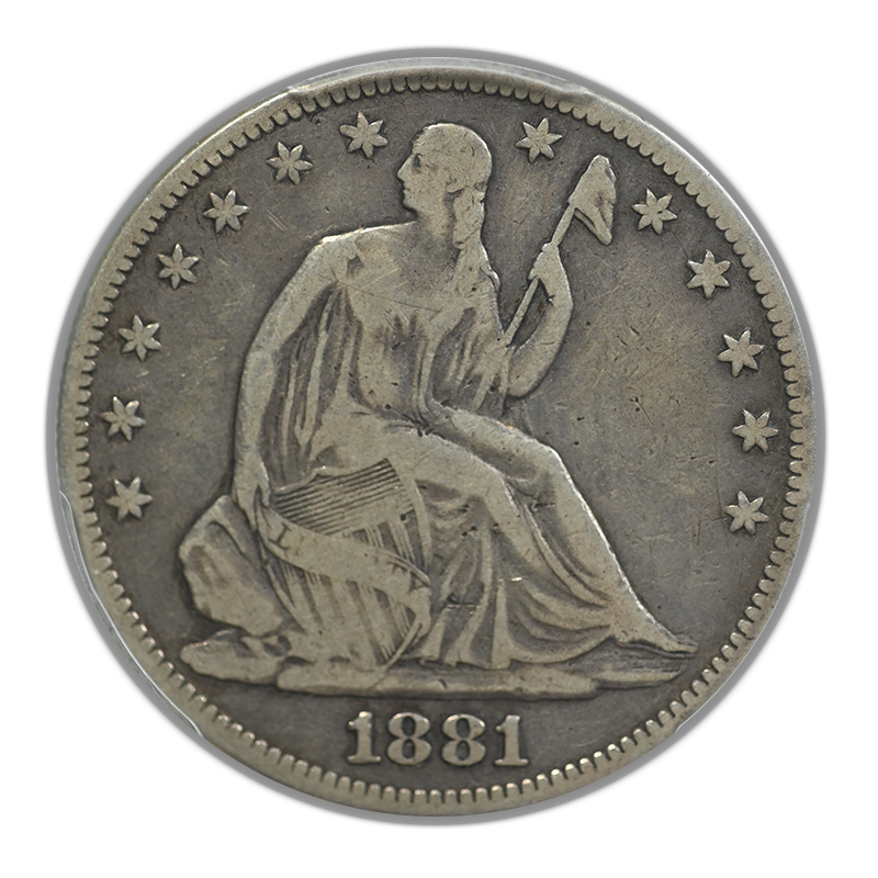 1881 Liberty Seated Half Dollar 50C PCGS F12 Obverse