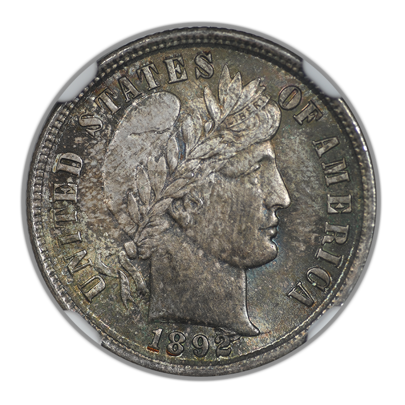 1892 Barber Dime 10C NGC MS65