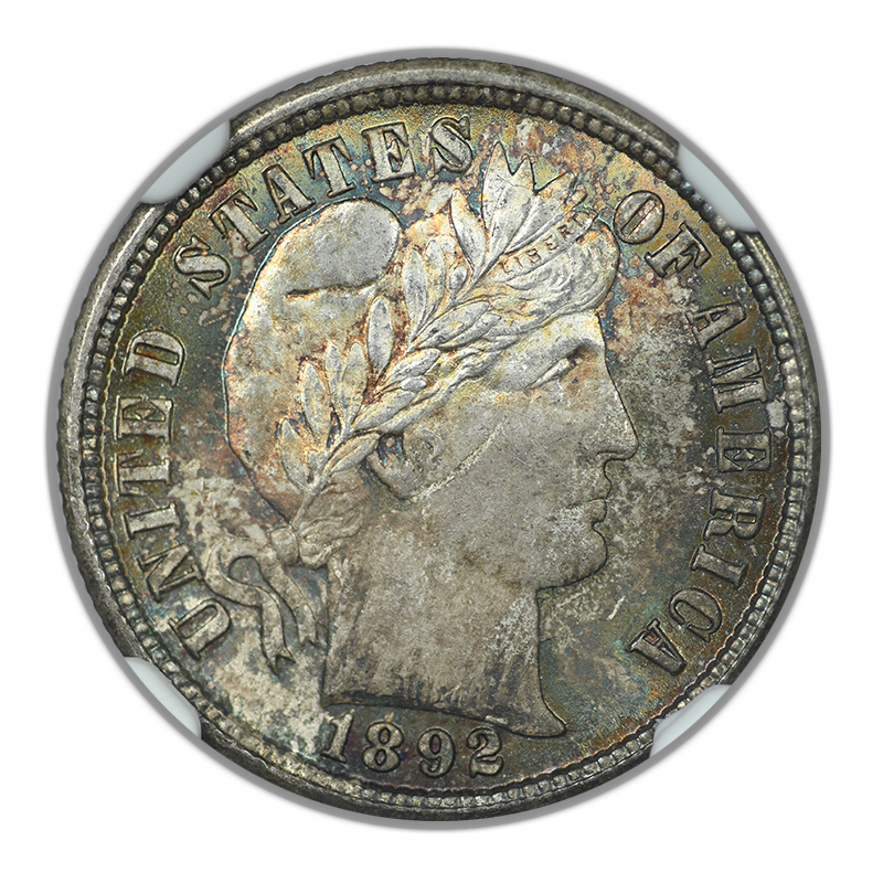 1892 Barber Dime 10C NGC MS64 - TONED!