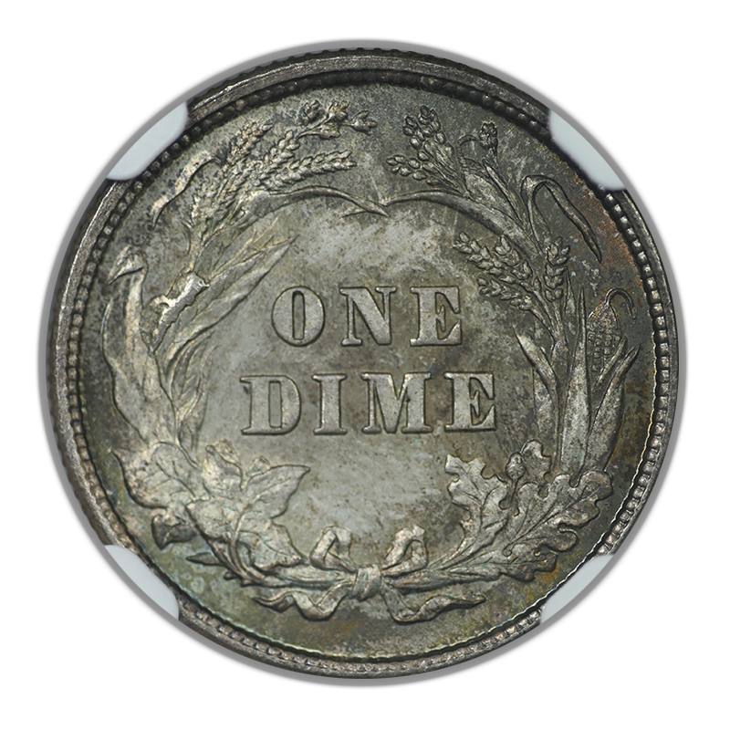 1892 Barber Dime 10C NGC MS64 - TONED!