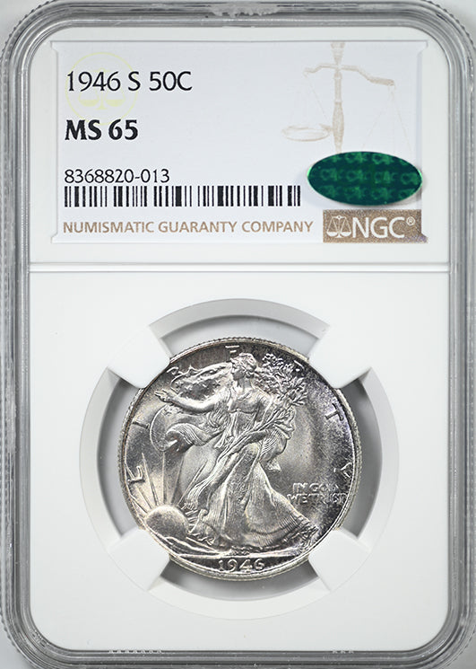 1946-S Walking Liberty Half Dollar 50C NGC MS65 CAC