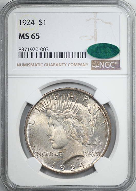 1924 Peace Dollar $1 NGC MS65 CAC