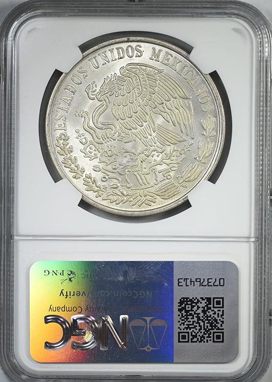 1977 Mo Mexico Silver 100 Pesos S100P Level Date NGC MS64 - Doubled Die Reverse DDR