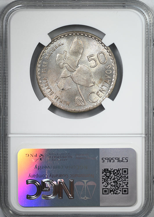 1963 Guatemala 50C Centavos NGC MS66