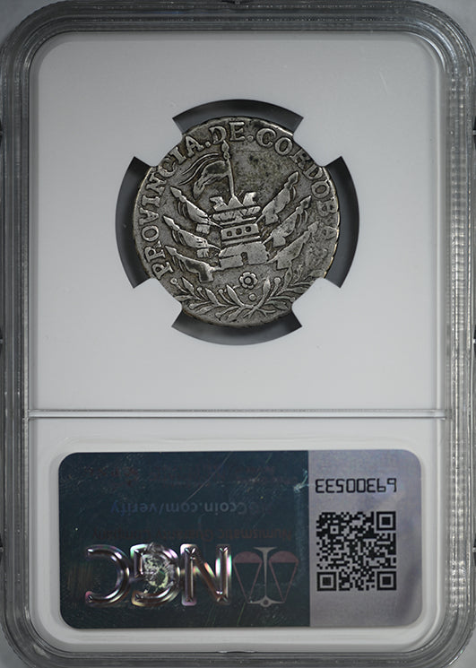 1844 Argentina 2R Reales Sun Face NGC VF35 - Cordoba "Confederada"
