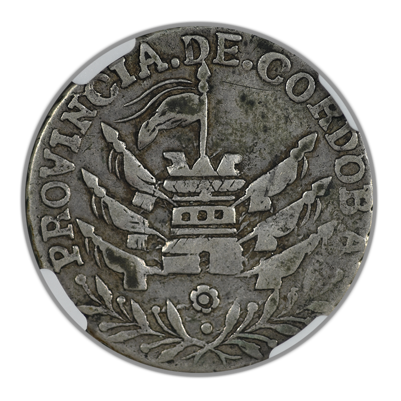 1844 Argentina 2R Reales Sun Face NGC VF35 - Cordoba "Confederada"