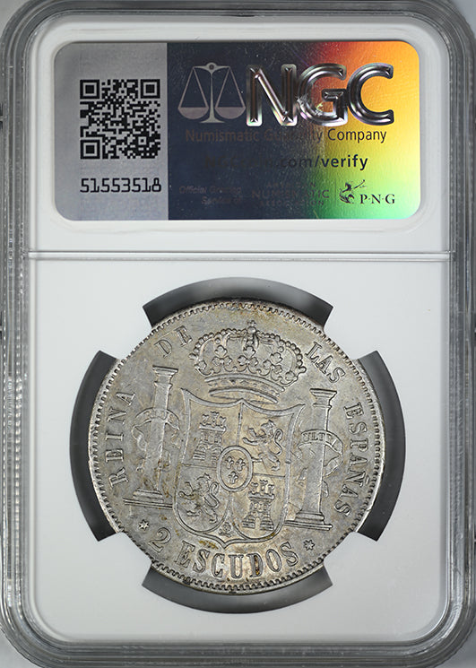 1867 Spain Madrid S2E Escudos NGC AU58