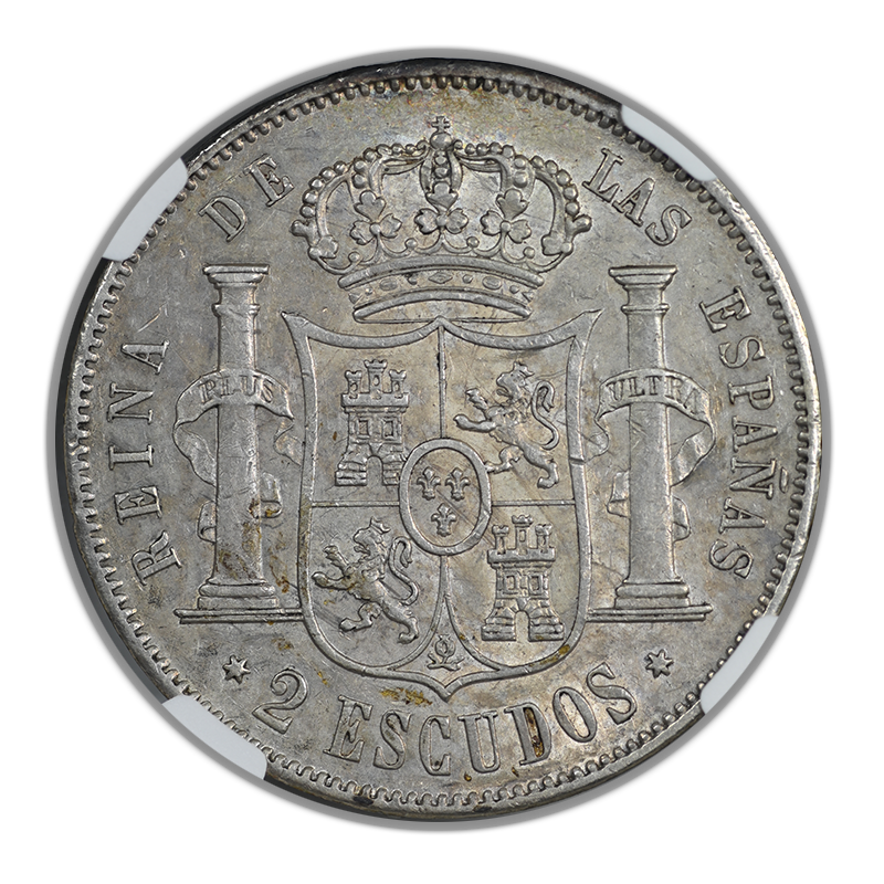1867 Spain Madrid S2E Escudos NGC AU58