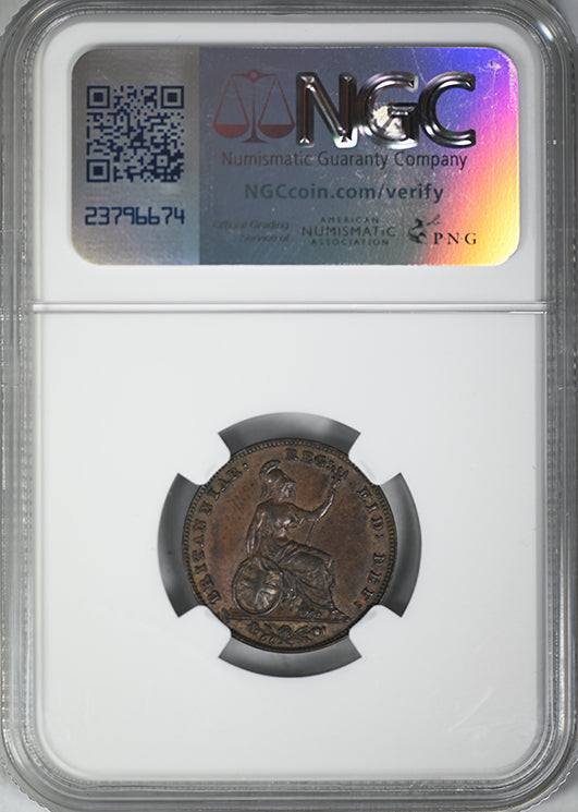 1852 Great Britain 1/4P Farthing NGC AU58BN