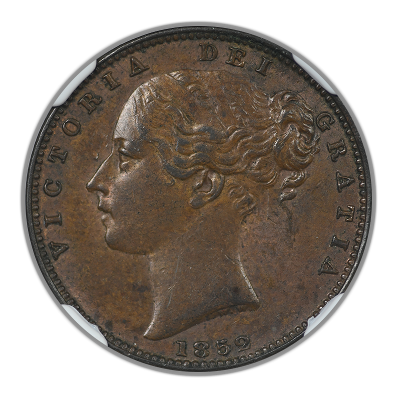 1852 Great Britain 1/4P Farthing NGC AU58BN