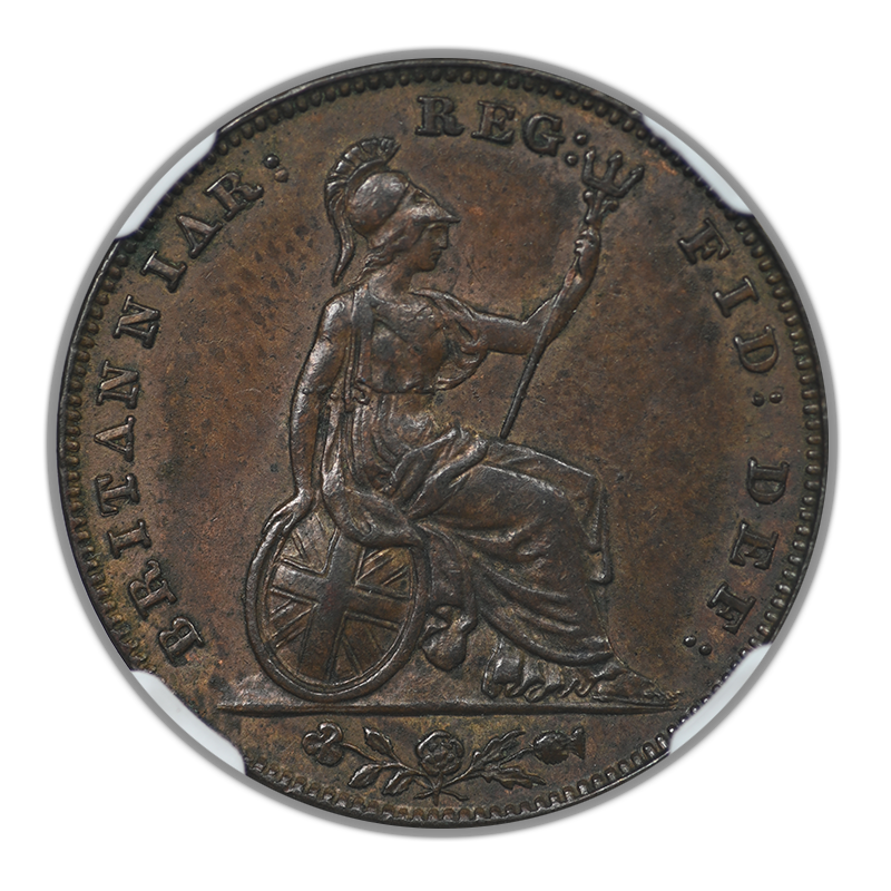 1852 Great Britain 1/4P Farthing NGC AU58BN