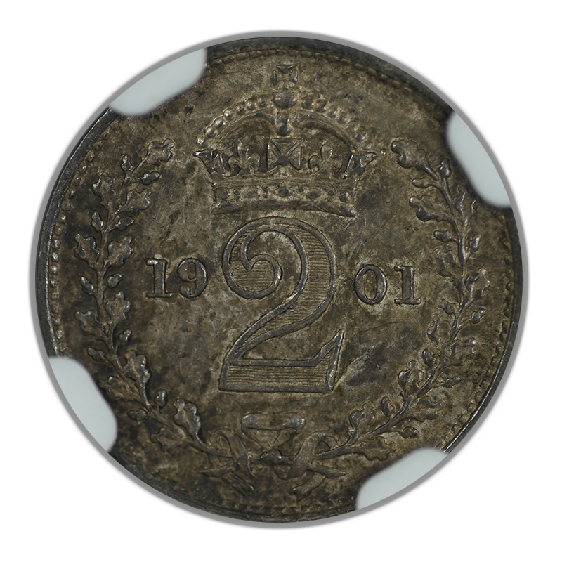 1901 Great Britain Silver 2P Pence Maundy NGC AU58
