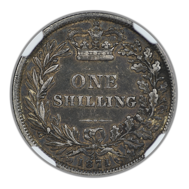 1871 Great Britain 1S Shilling NGC XF45