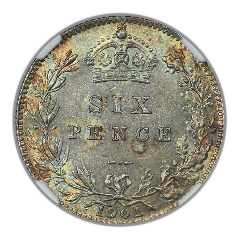 1901 Great Britain 6P Pence Sixpence NGC MS64 - TONED!