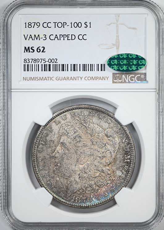 1879-CC Morgan Dollar $1 NGC MS62 CAC TOP-100 VAM-3 Capped CC - TONED!