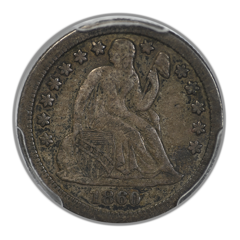 1860-S Liberty Seated Dime 10C PCGS VF25 Obverse