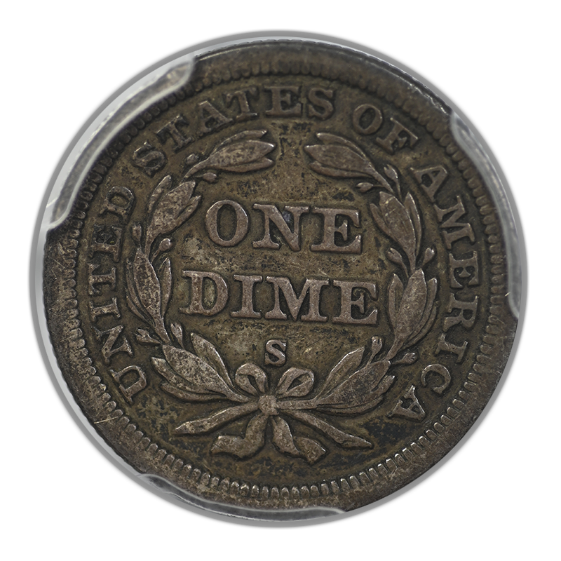 1860-S Liberty Seated Dime 10C PCGS VF25 Reverse Slab