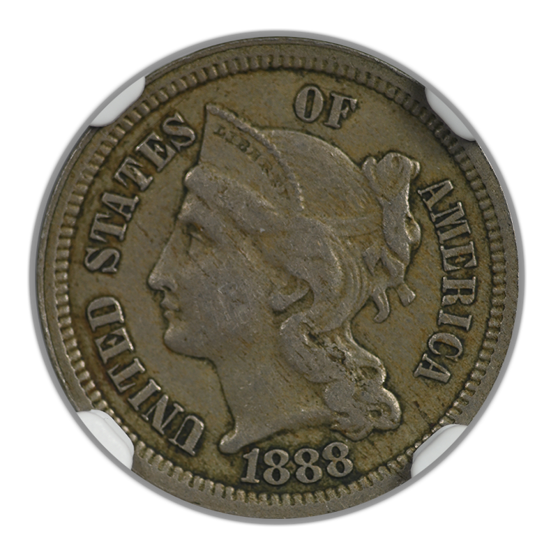 1888 Three Cent Nickel Piece 3CN NGC XF45