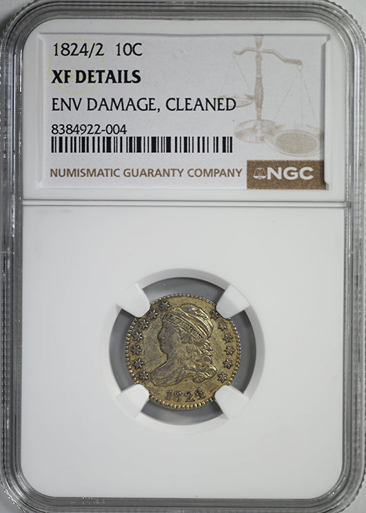 1824/2 Capped Bust Dime 10C NGC XF Details