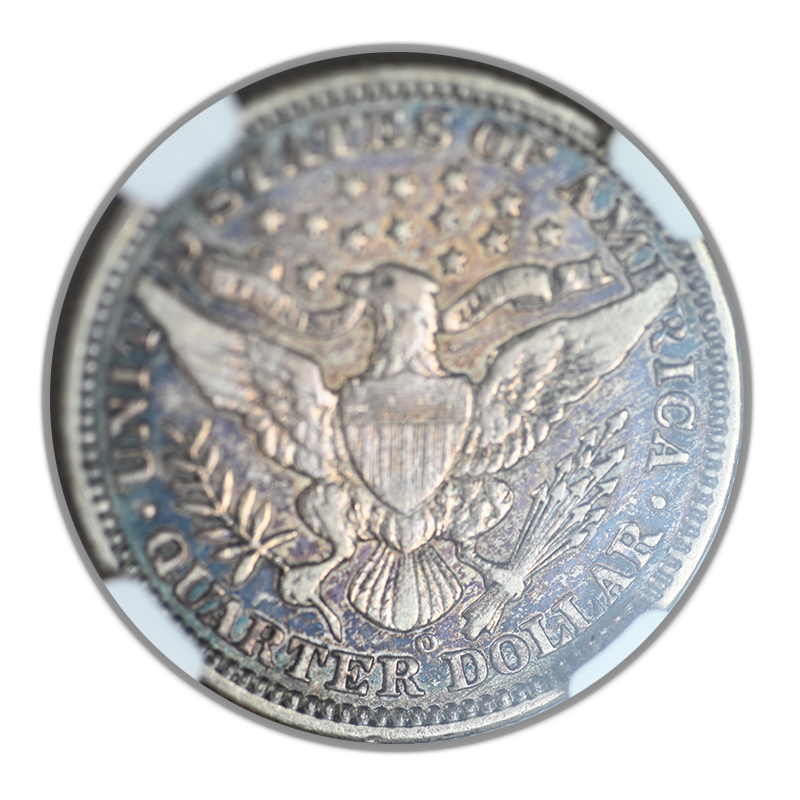 1908-O Barber Quarter 25C NGC VF25 - REVERSE TONED!