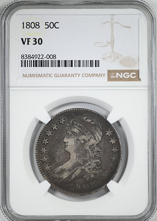 1808 Capped Bust Half Dollar 50C NGC VF30