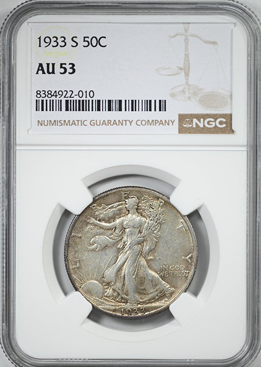 1933-S Walking Liberty Half Dollar 50C NGC AU53