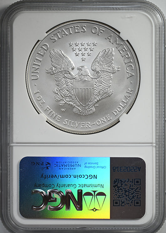 2008-W Burnished American Silver Eagle S$1 NGC MS69 - Reverse of 2007