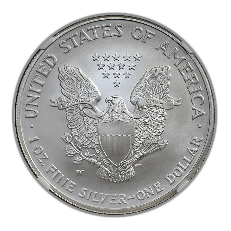2008-W Burnished American Silver Eagle S$1 NGC MS69 - Reverse of 2007
