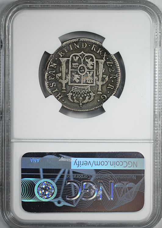 1821 Z RG Mexico 2R Reales Zacatecas NGC F15