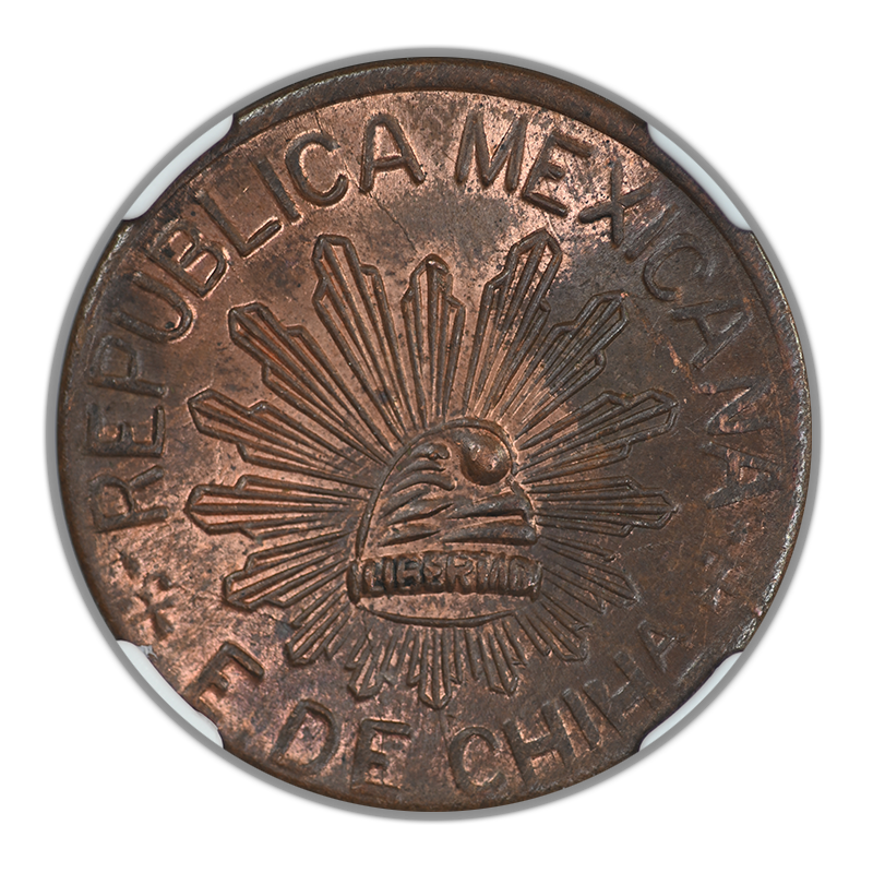 1915 Mexico 5C Centavos Chihuahua Copper Liberty Cap NGC MS63RB