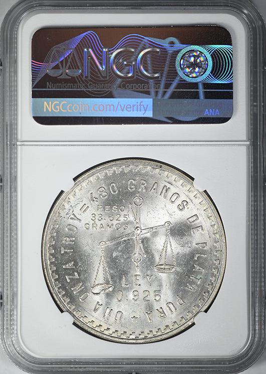 1949 Mo Mexico Silver Casa de Moneda 1 Onza NGC MS63