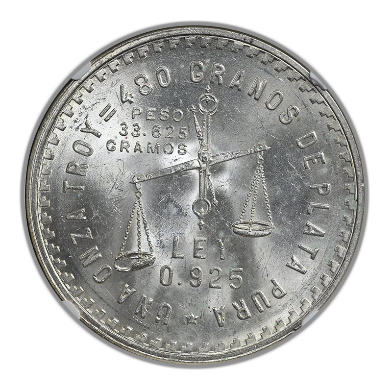 1949 Mo Mexico Silver Casa de Moneda 1 Onza NGC MS63