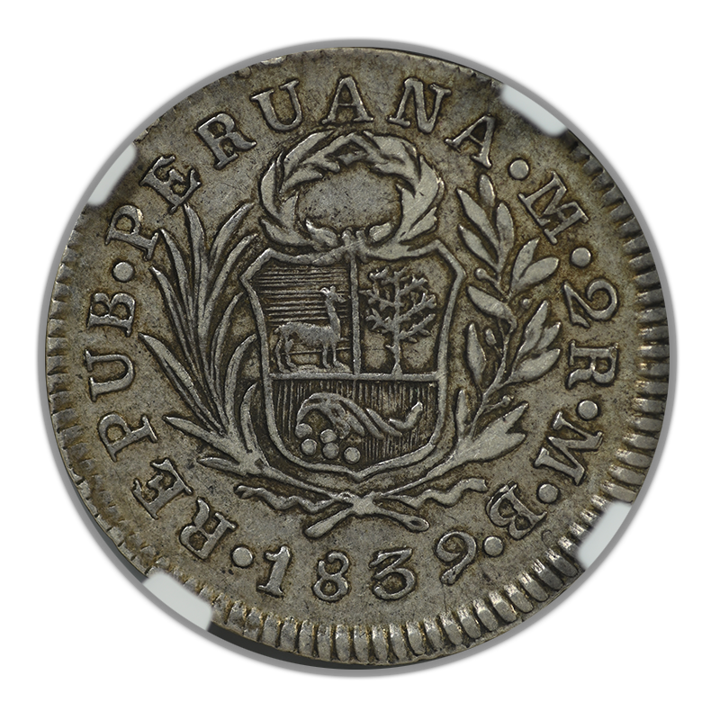 1839 Lima MB Peru 2R Reales NGC VF35