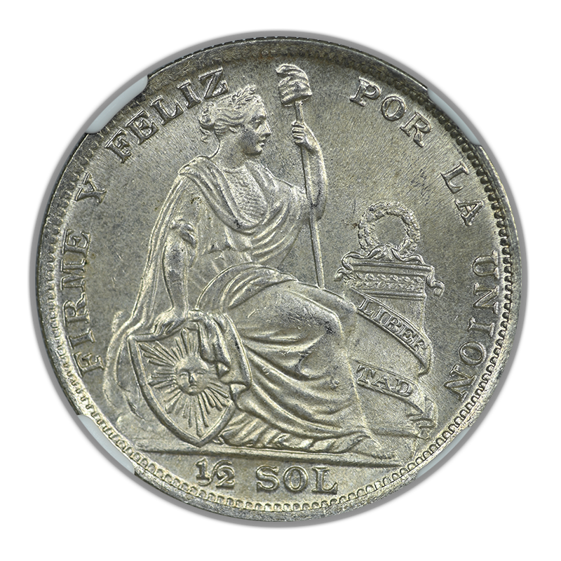 1935 Peru Silver 1/2S Sol NGC MS64