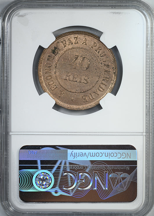 1907 Brazil 40R Reis NGC MS63RB