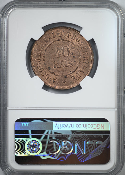 1908 Brazil 40R Reis NGC MS63RB