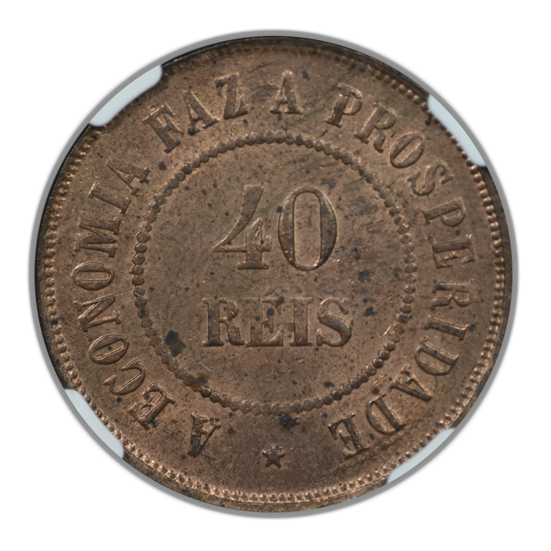 1908 Brazil 40R Reis NGC MS63RB
