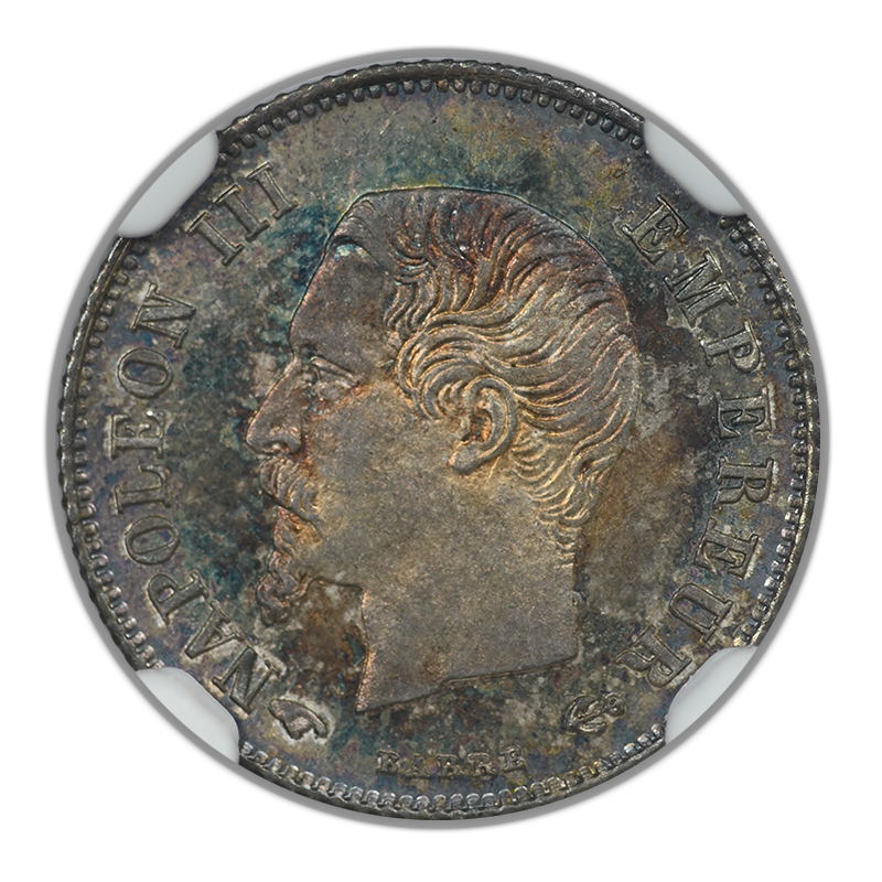 1860/50A France 20C Centimes NGC MS63 - TONED!
