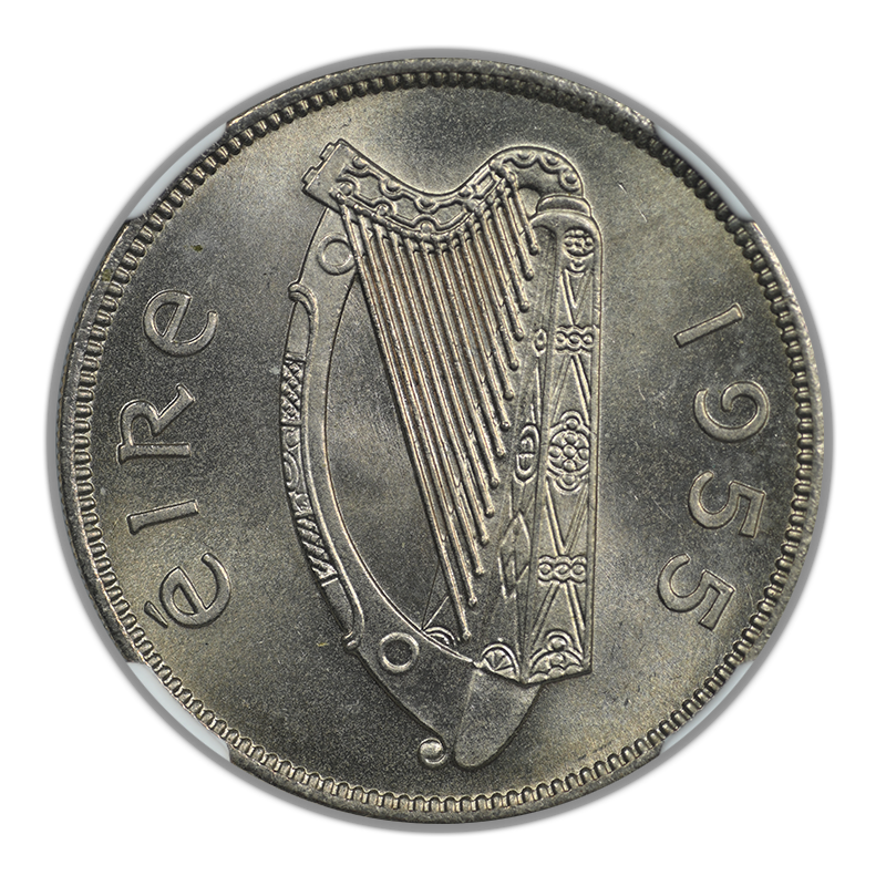 1955 Ireland 2S Shillings 1 Florin NGC MS66 - TOP POP!