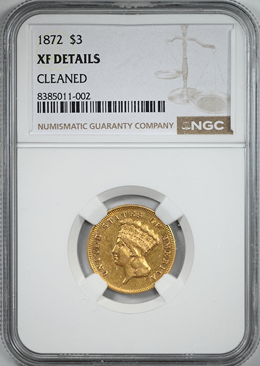 1872 Indian Princess Gold Three Dollar Piece $3 NGC XF Details