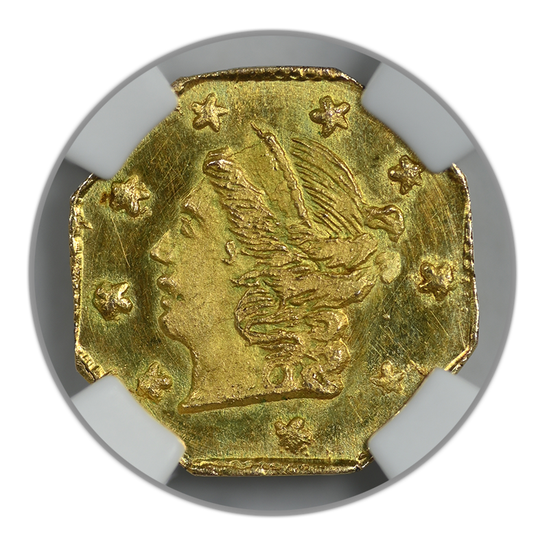 1871 Octagonal California Fractional Gold Liberty Head 1/4 Dollar G25C NGC MS65 BG-717