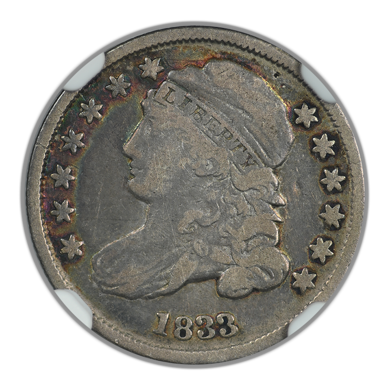 1833 Capped Bust Dime 10C NGC F15 - TONED!