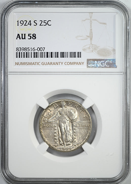 1924-S Standing Liberty Quarter 25C NGC AU58
