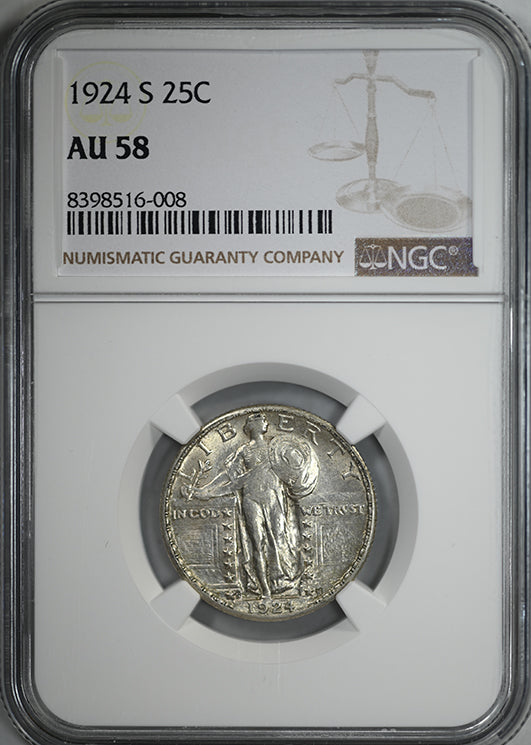 1924-S Standing Liberty Quarter 25C NGC AU58