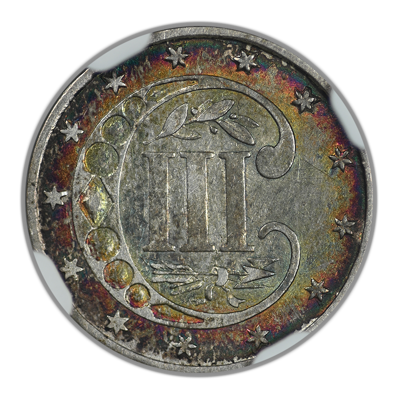 1861 Three Cent Silver Piece 3CS NGC AU55 - TONED!