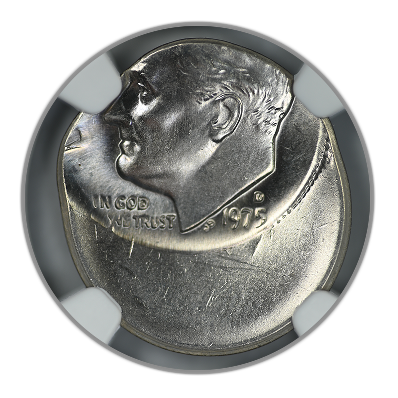 1975-D Roosevelt Dime 10C NGC Mint Error MS65 Struck 40% Off Center