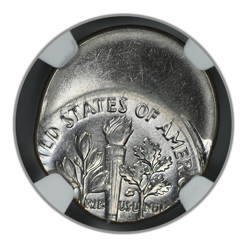 1975-D Roosevelt Dime 10C NGC Mint Error MS65 Struck 40% Off Center