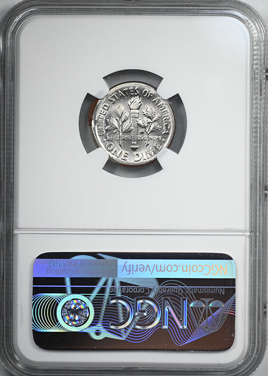 1975-D Roosevelt Dime 10C NGC Mint Error MS66 Partial Collar Obverse Brockage